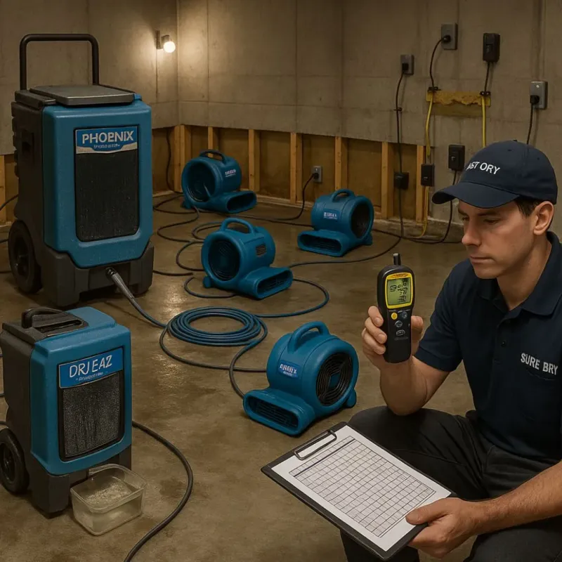 Structural Drying and Dehumidification process in Whitehouse, OH